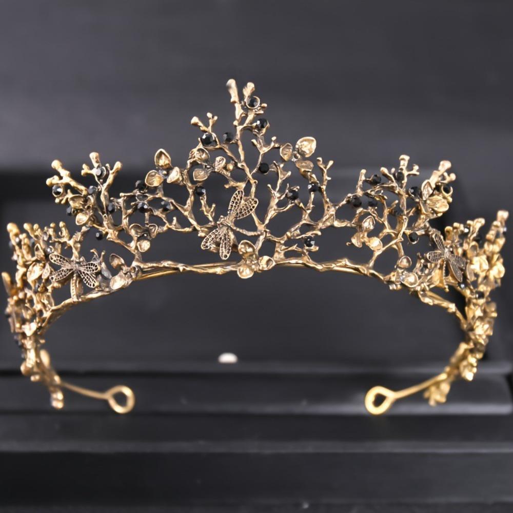 

Bar Mitzvah Crown Retro Crown Hair Hoop Korean Style Metal Princess Crowns Rhinestone Alloy Bride Tiaras Hair Ornaments