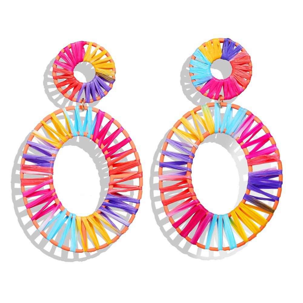 Einzigartige geometrische handgewebte Ohrringe für Damen, Bonbonfarben, Modische Ohrringe