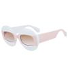 New sunglasses European and American round frame contrasting color hip-hop glasses men's and women's personalized anti-ultraviolet sunglasses