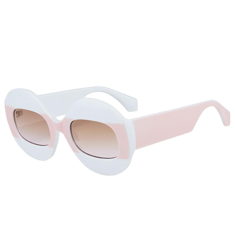 New sunglasses European and American round frame contrasting color hip-hop glasses men's and women's personalized anti-ultraviolet sunglasses