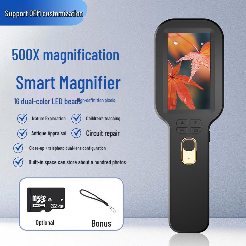 Lupa HD z podwójnym obiektywem do użytku zewnętrznego: Ręczny do zdjęć, filmów, czytania i identyfikacji antyków.