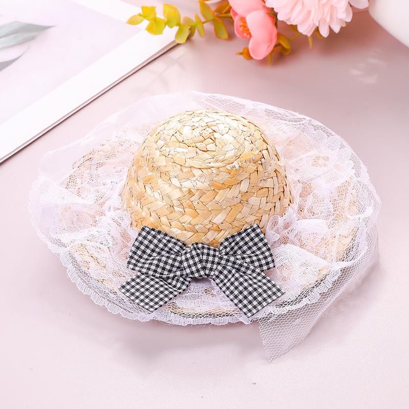 Popular Korean Straw Hat Foreign Style Farmer Hat Sun Hats Pet Cat Funny Retro Cute Bow Fashion Pet Products