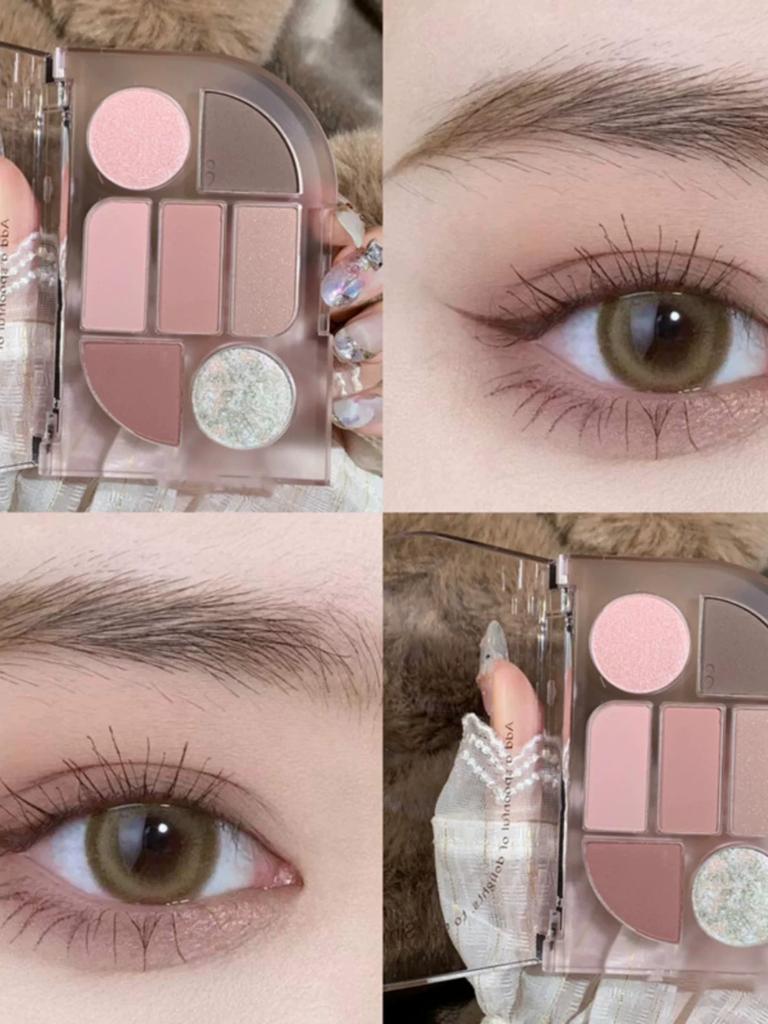 Gray Pink Eye Shadow Plate Pure Desire Wind ~ Gentle Pink Brown Dry Rose Bean Paste Color Low Saturation Cut-off Eye Makeup