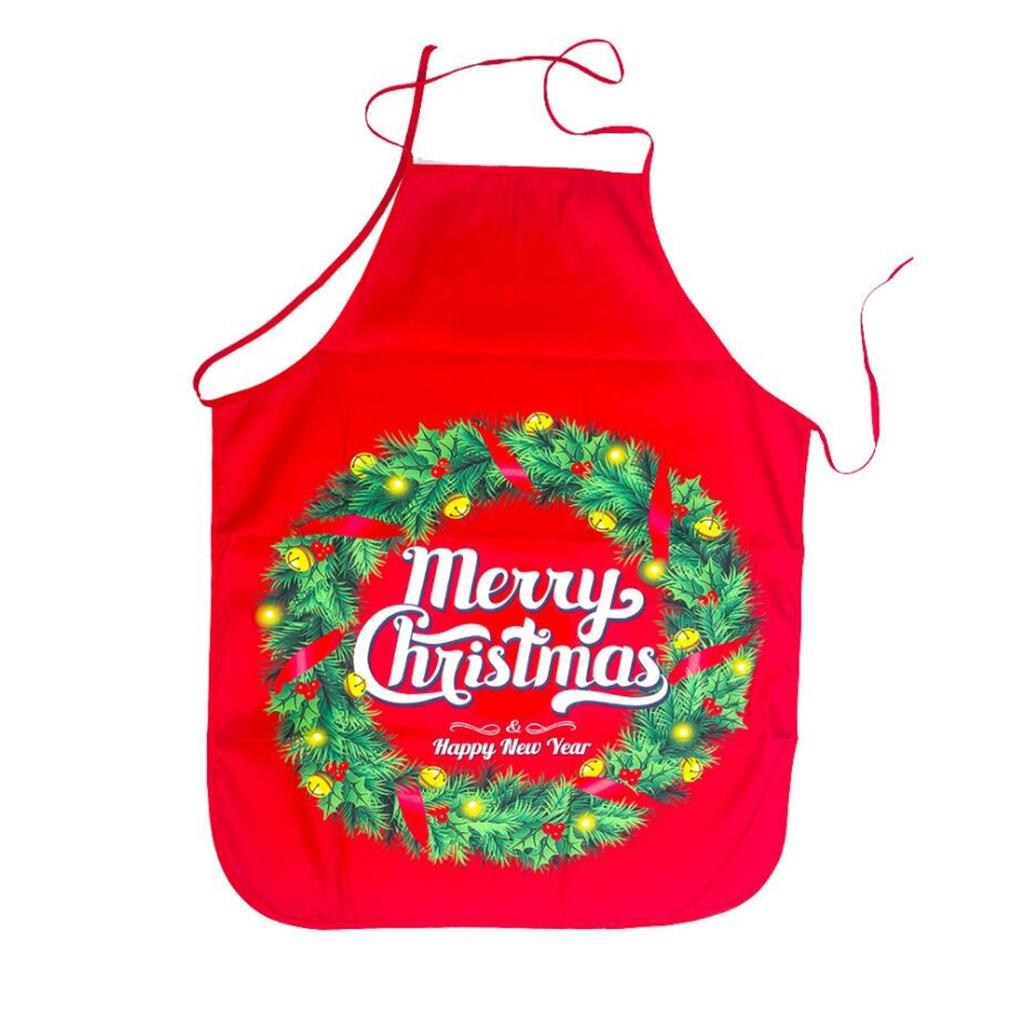 Sleeveless Christmas Apron - Printed Halter Strap Dirt-Proof Fabric for Kitchen Cleaning Holiday Supplies