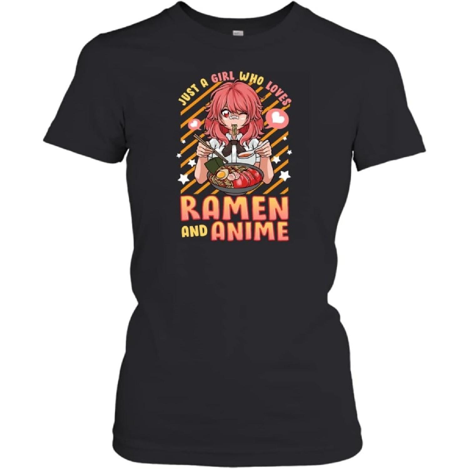 Just A Girl Who Loves Anime and Ramen Shirt Kawaii Japanese S