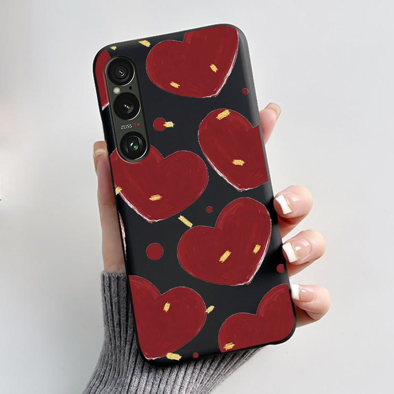 For Sony Xperia 1 VI VII Case Aesthetic Cute Cat Astronaut Soft Silicone Black TPU Back Cover Slim thin Shockproof Shell Fundas