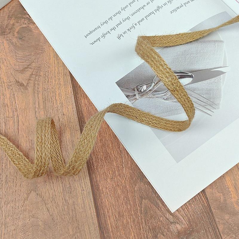 

1 см шириной DIY ручная работа декоративная плетеная пеньковая веревка, натуральная джутовая веревка, плоская пеньковая веревка елочка пояс портативная веревка Flat hemp rope [1cm wide]