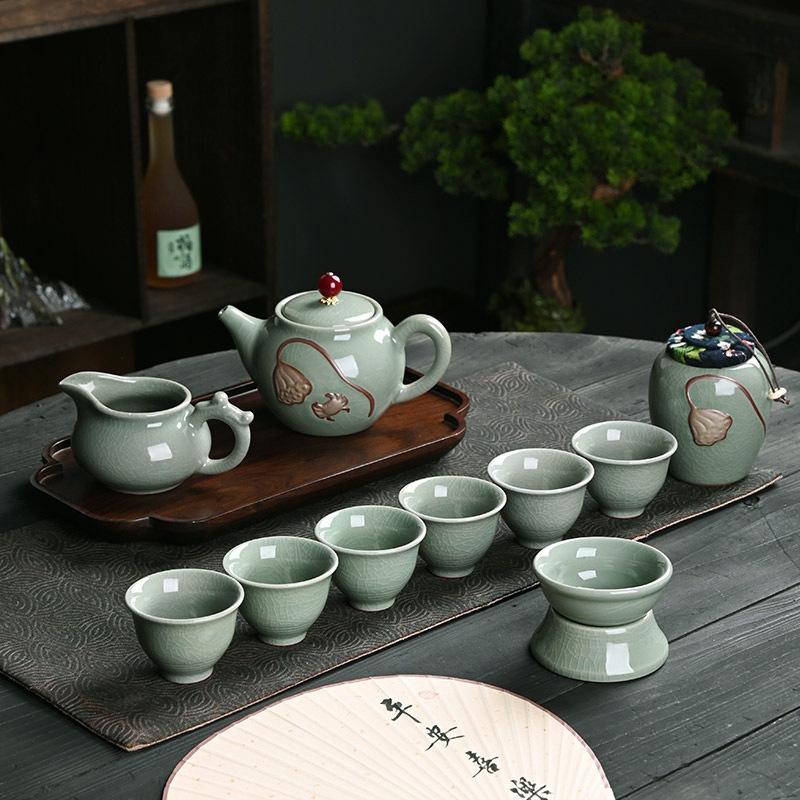 Kung Fu tea set, complete set of household ceramic brother kiln gift box