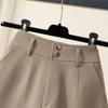 Women's White High-Waisted Wide-Leg Suit Shorts - Summer Petite Loose A-Line Hot Pants