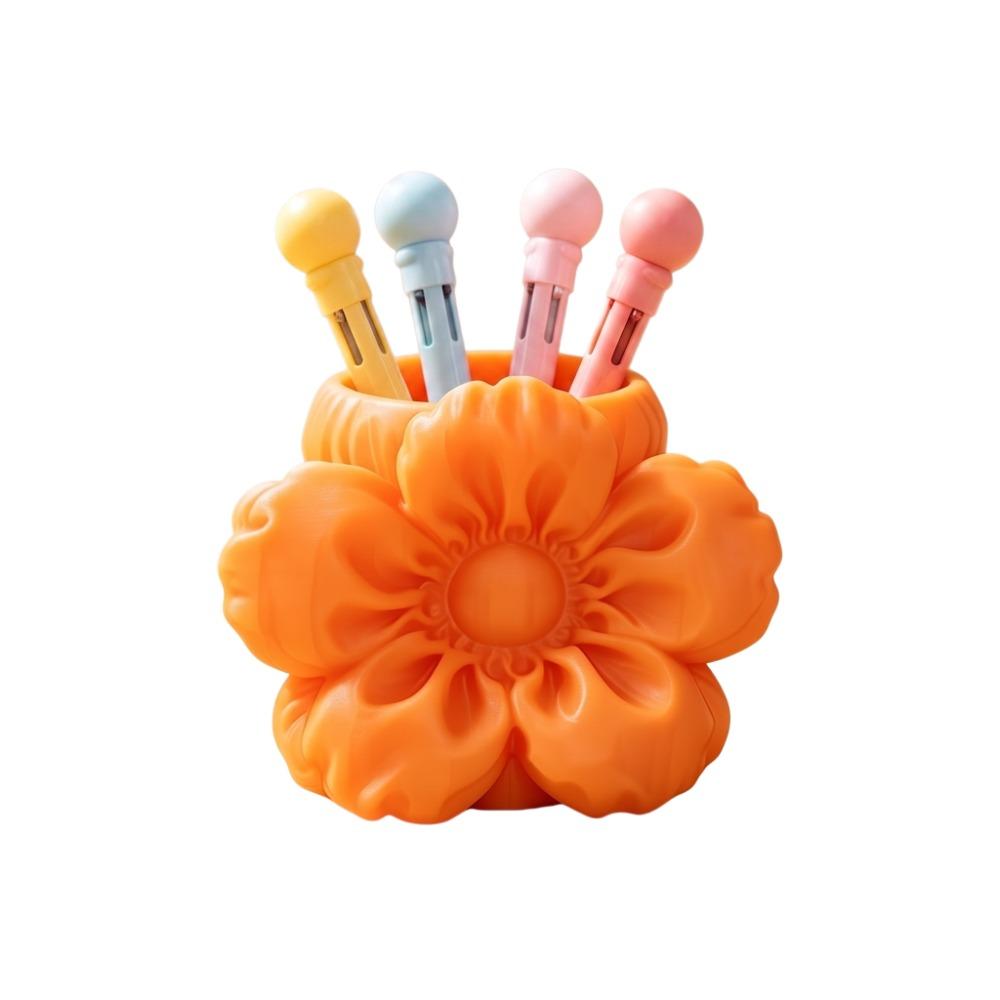 Makeup Brush Bin 3D Printed Pen Stand Desktop Organizer Simulation Floral Model Office Desktop