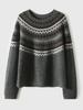 2025 Autumn/Winter Retro Fair Isle Jacquard Round Neck Long Sleeve Sweater