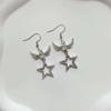 Japanese Sweet Rhinestone Heart and Angel Wings Earrings