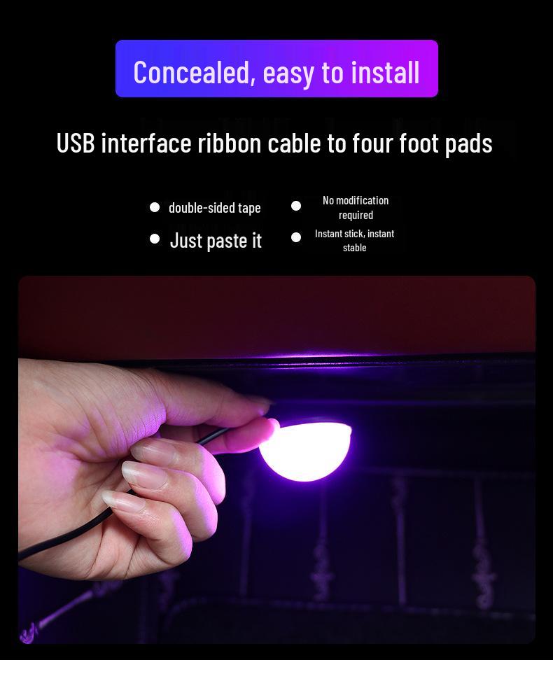 USB Car LED Atmosphere Footwell Lights: Wireless One-to-Four Ambient Lighting