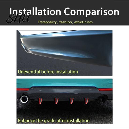 Car Body Spoiler 4Pcs Spoilers Easy Installation Fine Workmanship Eco-friendly Anti-deform Anti-scratch Decorate PP Material Universal Triangle Bumper
