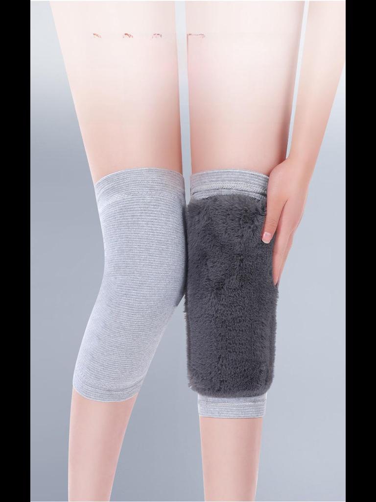 Thickened Winter Rabbit Fur Knee Pads for Warmth and Comfort