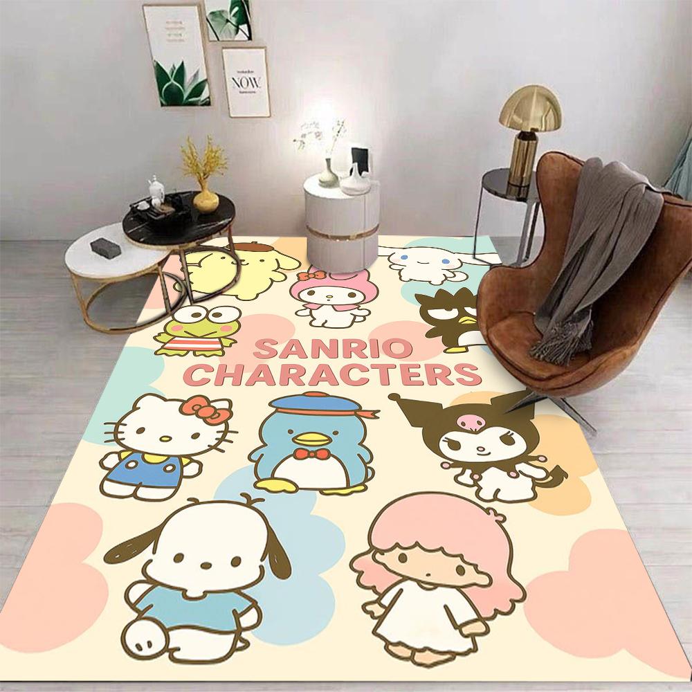 S-Sanriou Carpet Cartoon Living Room Bedroom Kitchen Sofa Table Balcony Rug Non-slip Washable Mat Exquisite Ornaments