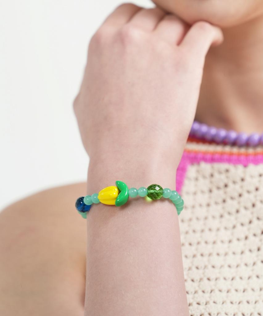 Bonbeau Jace Tulip Color Glass Ball Bracelet Tulip Charm Czech Glass Ball Bead Banding Bracelet