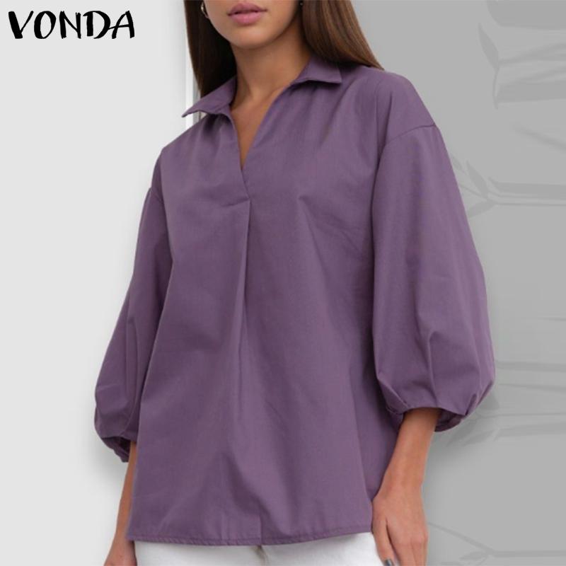 

VONDA плюс размер осенняя женская однотонная повседневная свободная блузка с рукавом 3/4 S зелёный