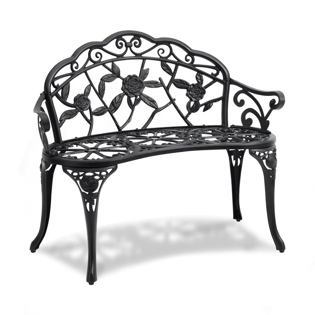 VEVOR Outdoor Bench, 38.8 inches Metal Garden Bench for Outdoors, 480 lbs Load Capacity Bench, Outdoor Garden Park Bench with Backrest and Armrests