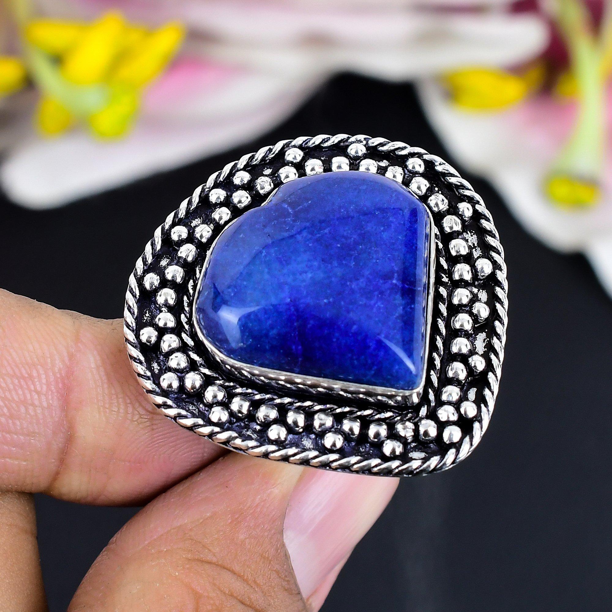 

Lapis Lazuli Gemstone Handmade 925 Sterling Silver Jewelry Ring Size 7 KG-1709