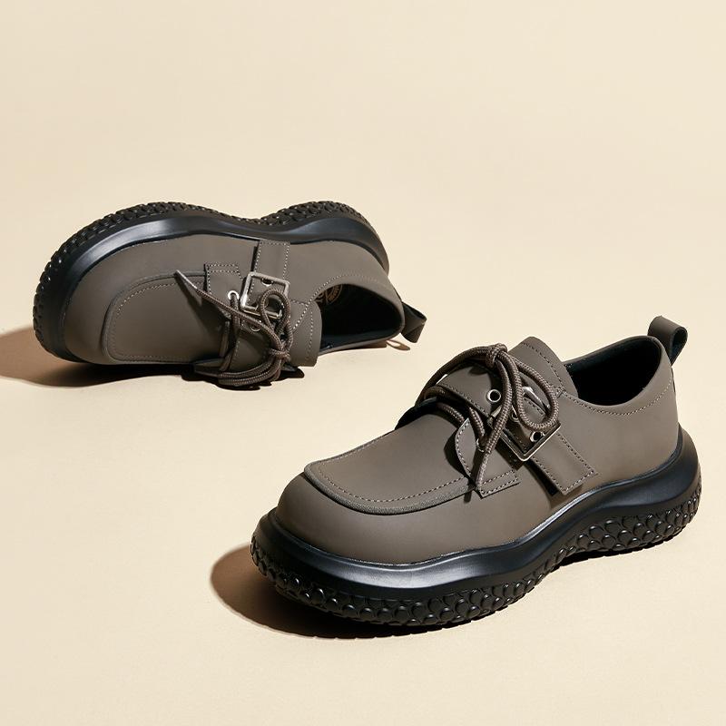 fashion Fashion New Women's Exquisite Leather Small Leather Shoes Women's Thick Bottom Round Toe Casual All-match Small White Shoes