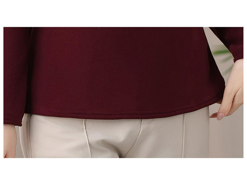 Mom's Autumn/Winter Warm Velvet Top for Middle-Aged & Elderly Women - Fashionable Thick Half-High Collar Base Layer