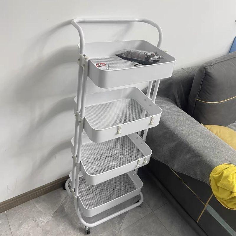 Lask Carbon Steel Multi-Layer Movable Kitchen & Bathroom Storage Trolley