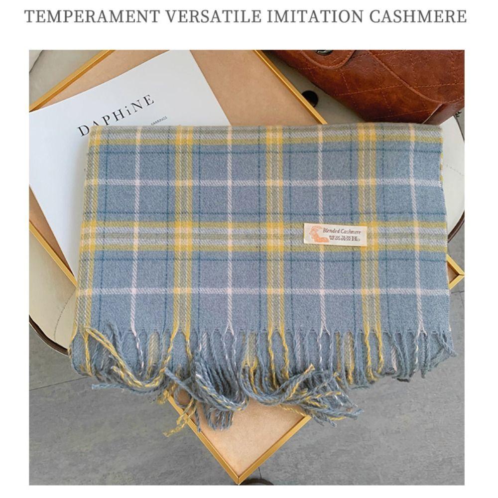 Warm Soft Scarf Plaid Print Women Shawl New Mohair Wool Scarf Women