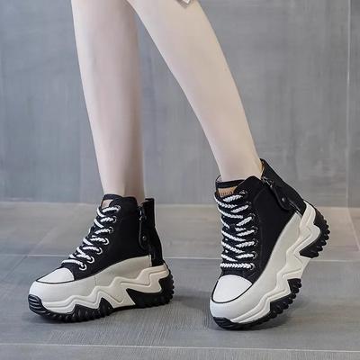 Women  2024 Platform Sneakers Black Shoes Spring Autumn Genuine Leather S Keep Warm Fashion Boots Winter Booties