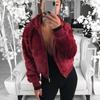 Solid Color Long-sleeved Hooded Coat Fluffy Faux Fur Cardigan Winter Zipper Jacket