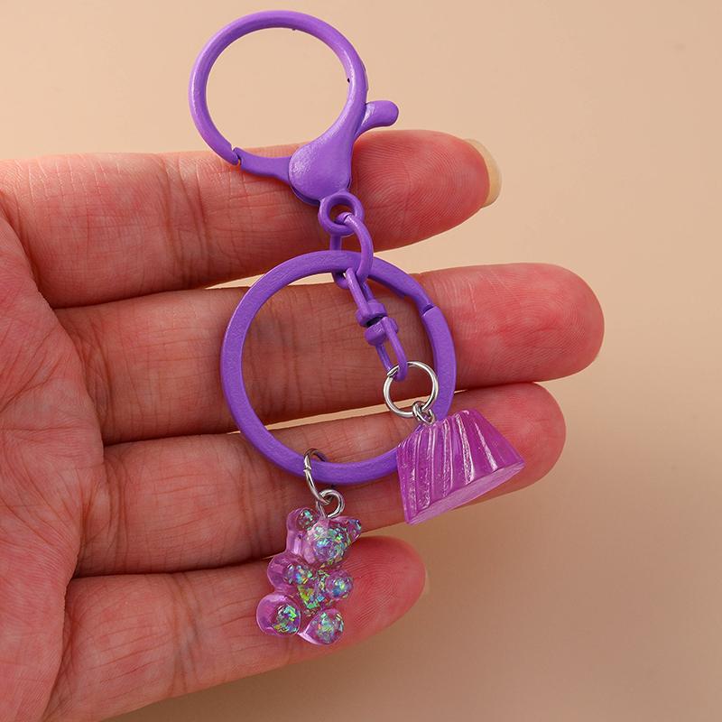 Cute Resin Shining Bear Keychain Jelly Key Ring for Women Girls Handbag Pendant DIY Kid's Jewelry Gift Accessories