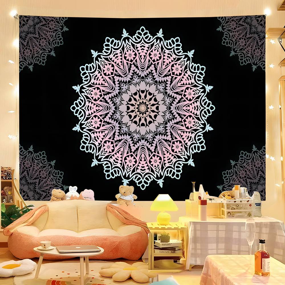 

1pc Mandala Bohemian Colorful Hippie Psychedelic Bar Living Room Study Bedroom Dorm Decor Aesthetic 74x94cm(29x37in)