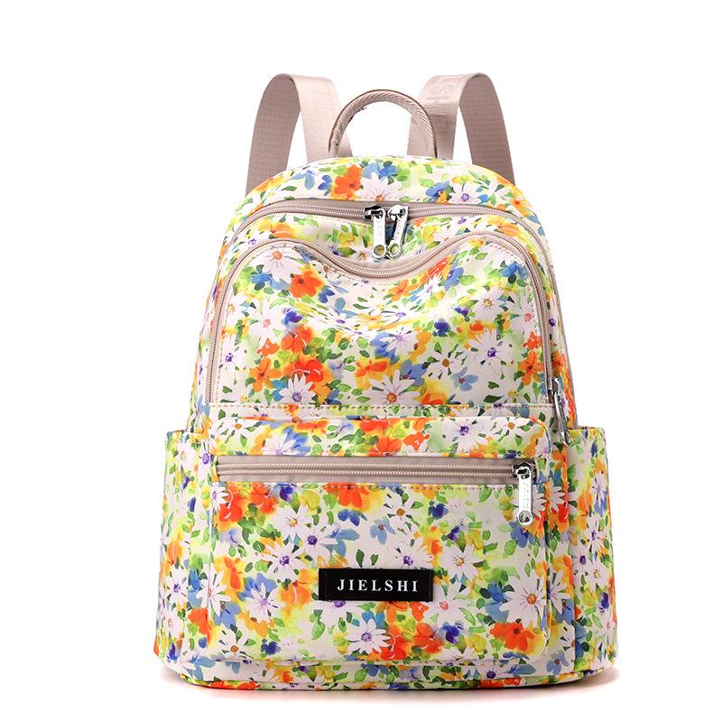 Water-repellent Nylon Fabric Bag Lightweight Bag Jielangshi Printed Backpack Trendy Women's Travel Commuter Bag