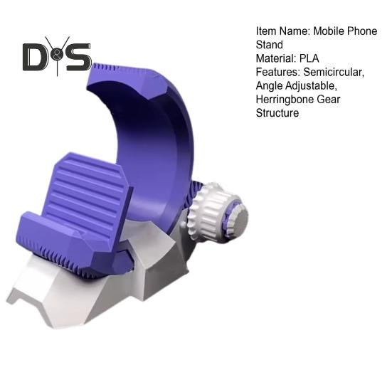3D Printed Phone Stand Herringbone Gear Semicircular Phone Holder Universal Angle Adjustable Phone Stand for Home Travel Outdoor Use