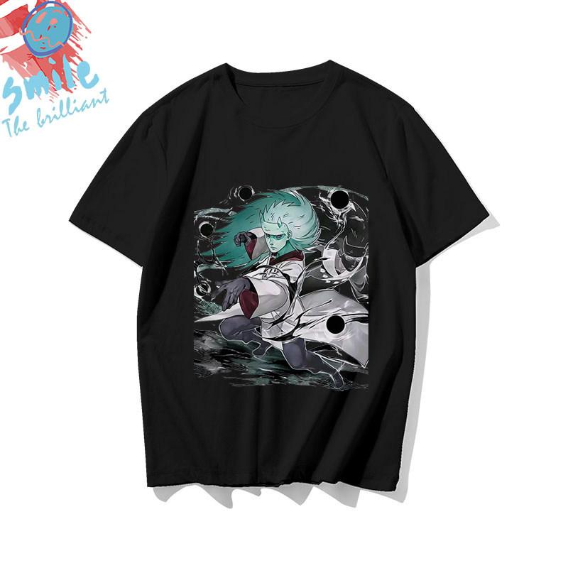 Black childrens Tshirt Japanese anime Naruto peripheral pure cotton printed parentchild outfit summer casual loose Tshirt