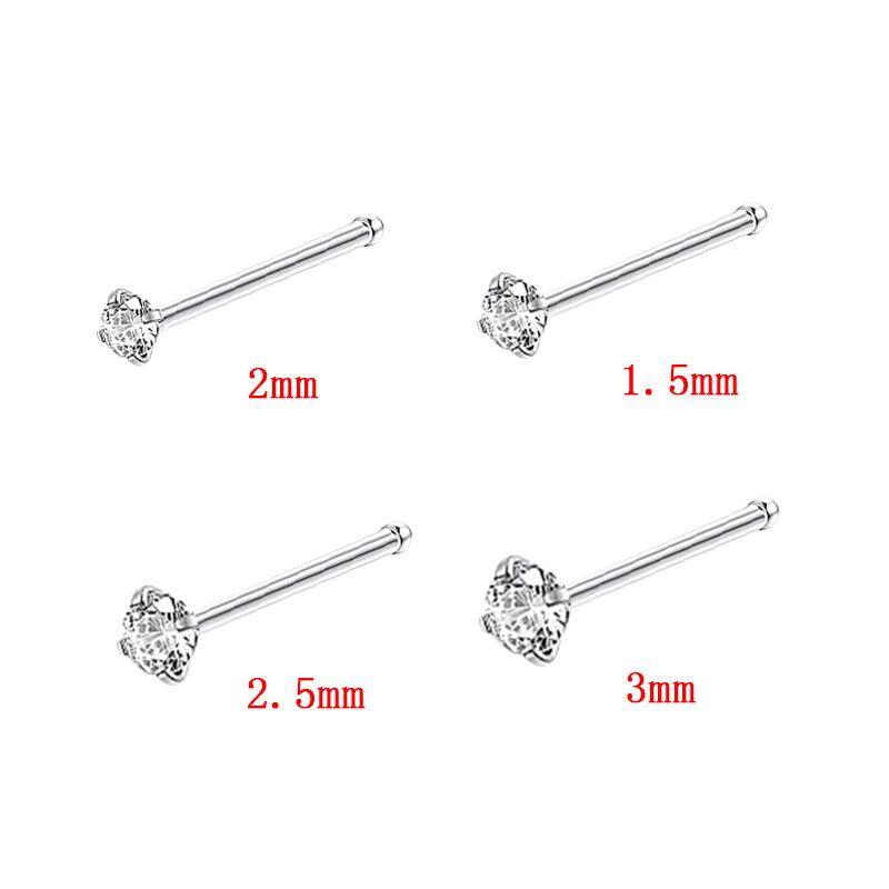 Zircon Stainless Steel Nose Stud & Nose Ring Set: 12 Style Options - Straight, Curved, L-Shaped Bars, and Combo Packs