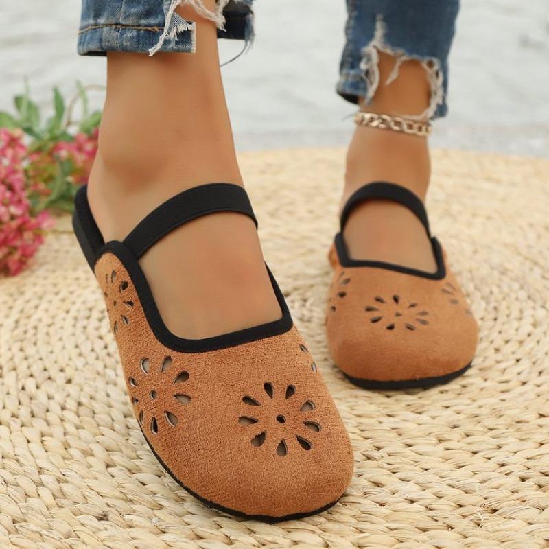 Fashion New Women Slippers Summer Outdoor Baotou Shoes Half Packed Soft Bottom Sandals Hollow Out Non-Slip Slippers Home Slides Women