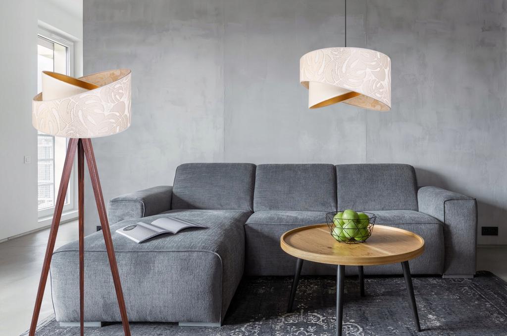 Floor Lamp Standing Tripod Wooden Lampshade Pattern