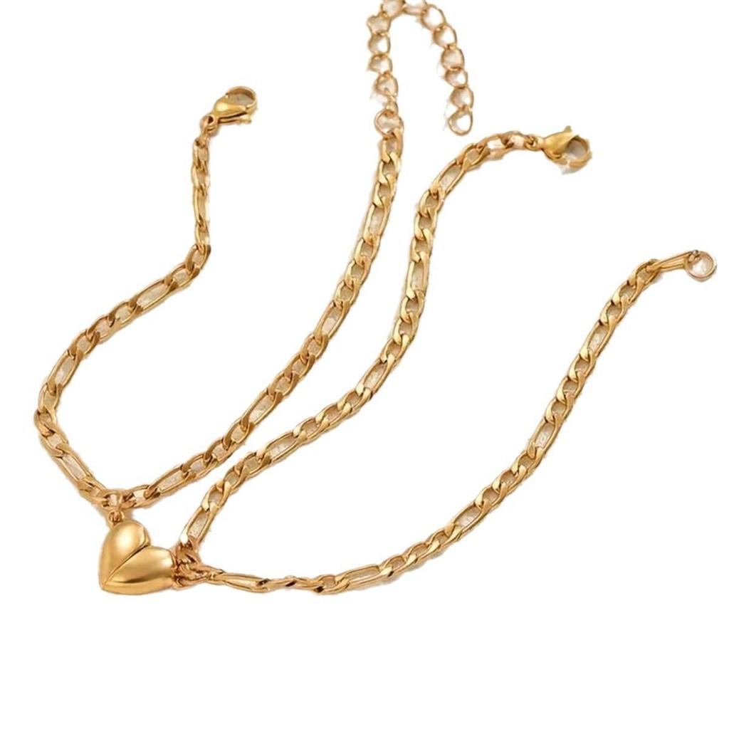 Hochwertiges Herz-Magnet-Kubanisches Armband aus Edelstahl - Eleganter Valentinstagsschmuck für Frauen.