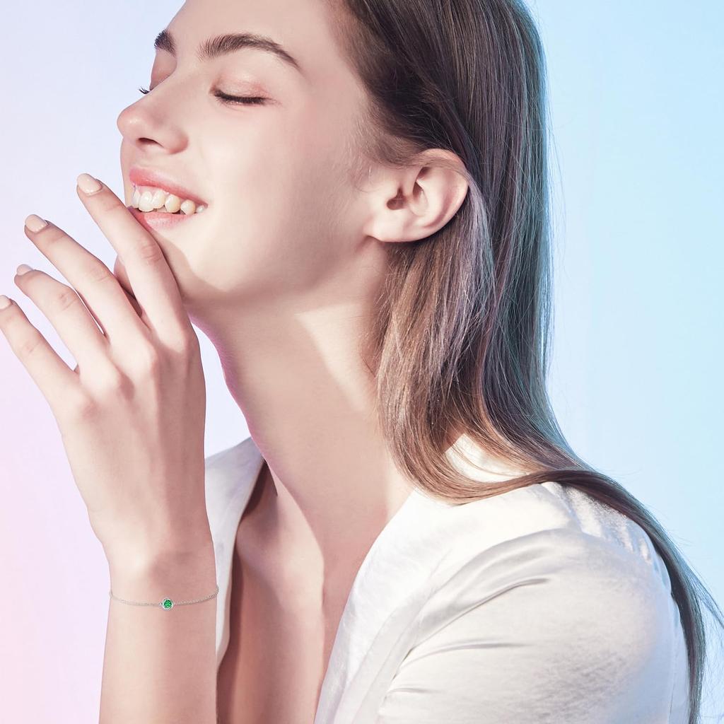 FANCIME Platinum Bracelet for May Single Perfect for and Popular Gift Wrapping Included Women, Emerald, Birthstone, Stone, Pt950, Slim, Stackable,