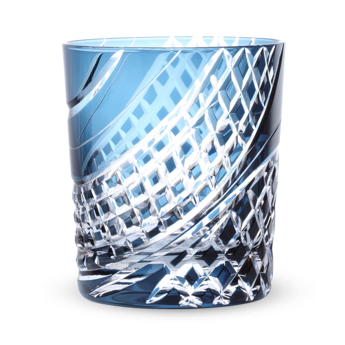 

Nostalgia Kiriko Glass Flowing Water Lattice Ink Current Model J-kitchens Cup, 80xH90mm, 280cc, Pattern, Blue, Bisho,