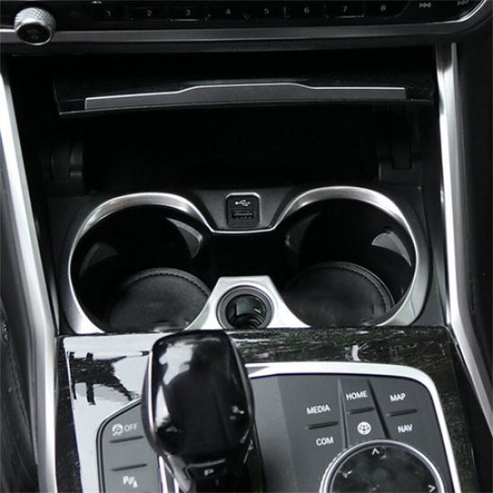 Matte Silver ABS Car Center Cup Holder Panel Cover For BMW 3 G20 -