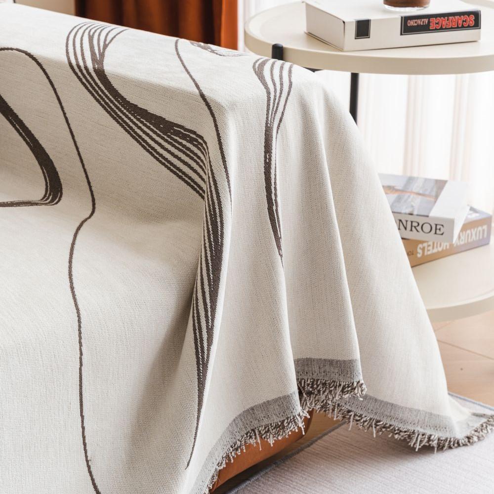 Chenille Enkel Linje Sofatrekk Matte Kasttepper Stue Parposisjon Moderne Camping Piknikteppe Trekk