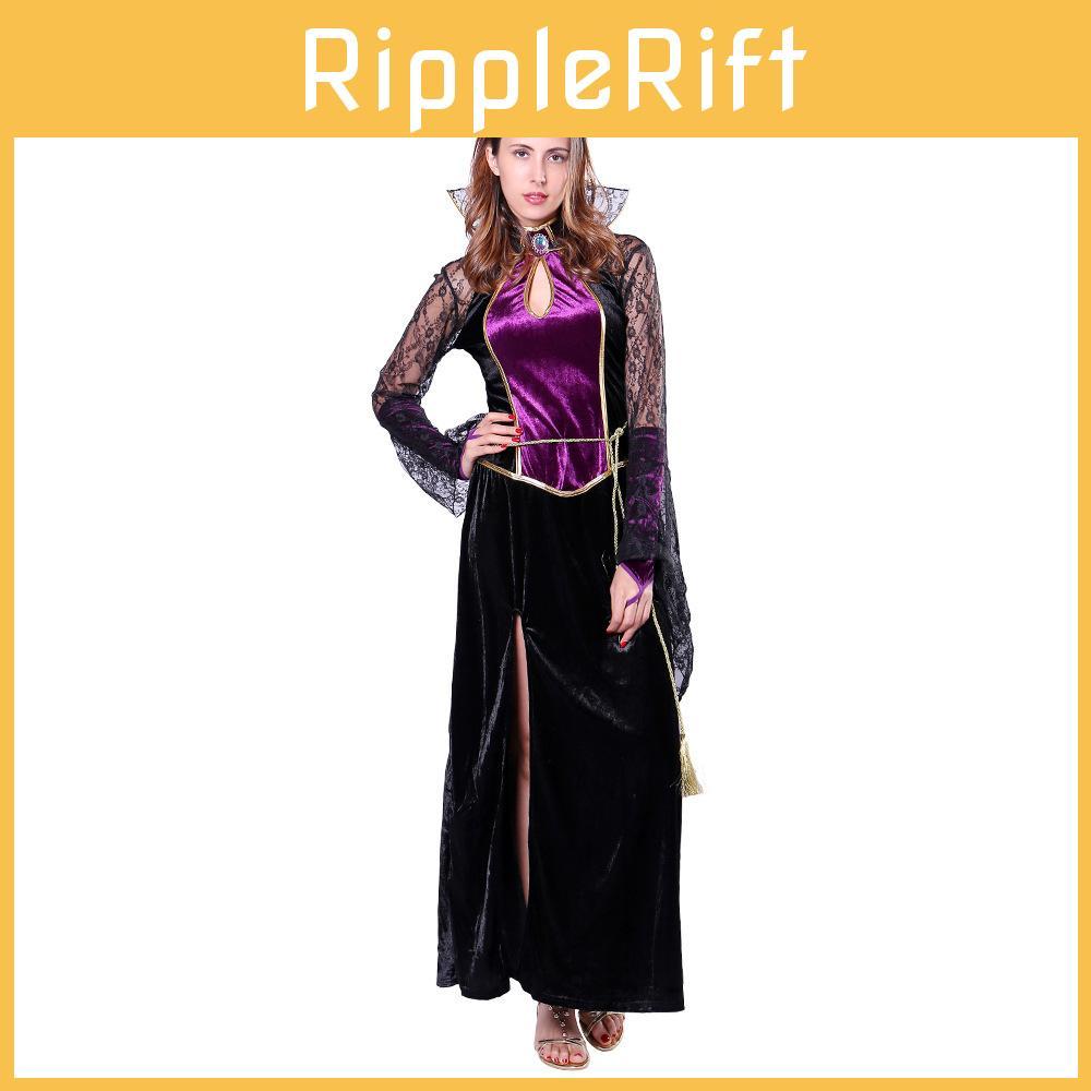 Elegant Purple Crowned Witch Vampire Cosplay Outfit For Halloween Celebrations
