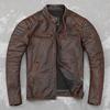 Chinese Size Vintage Red Brown Real Cowhide Genuine Leather Jacket Men Motorcycle Coat Mens Biker Clothes Spring Autumn