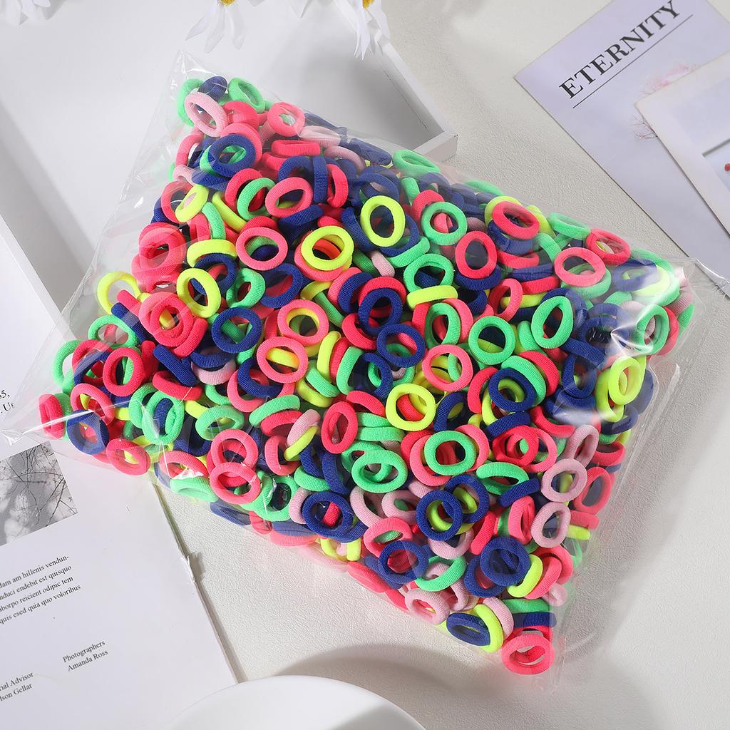 100PCS Colorful Basic Nylon Ealstic Hair Ties for Girls Children Ponytail Hold Scrunchie Rubber Band Kids Basic Hair Accessories
