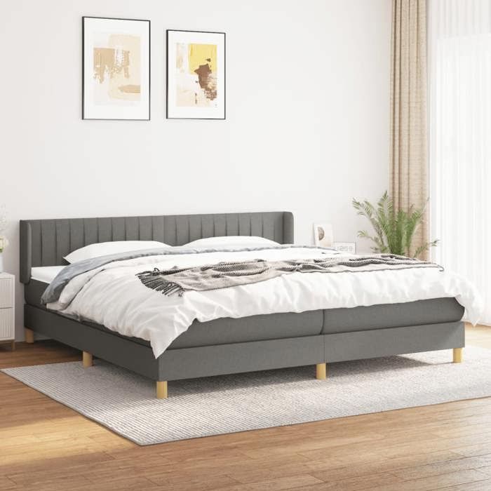 3130458 vidaXL Divan Bed with Mattress Dark Grey 200x200cm Fabric