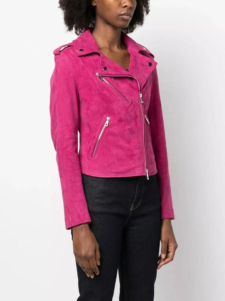 AL KHALID Party Wear Barbie Pink Design Handmade Suede Women 100%Lambskin Jacket Leather