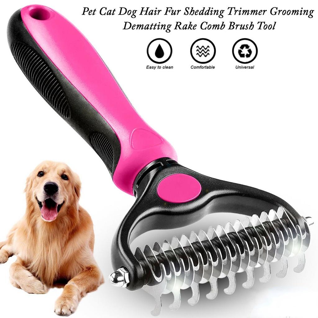 Premium Pet Grooming Comb Brush For Dematting And Undercoat Dual Head Stainless Steel Design For Long And Thick Hair