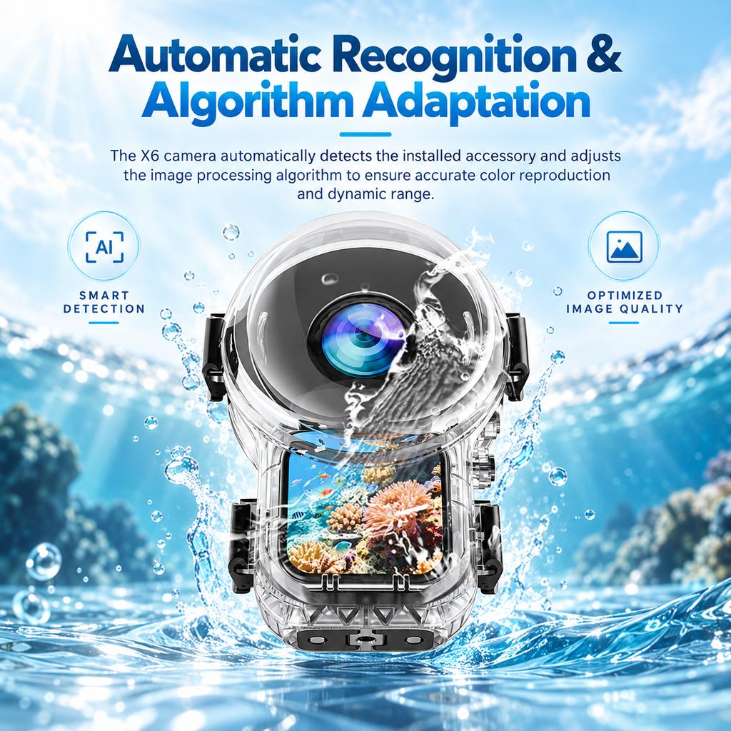 Waterproof Diving Housing for Insta161 X6 61M Deep Underwater Case Invisible High Hardness Panoramic Shell Camera Accessories